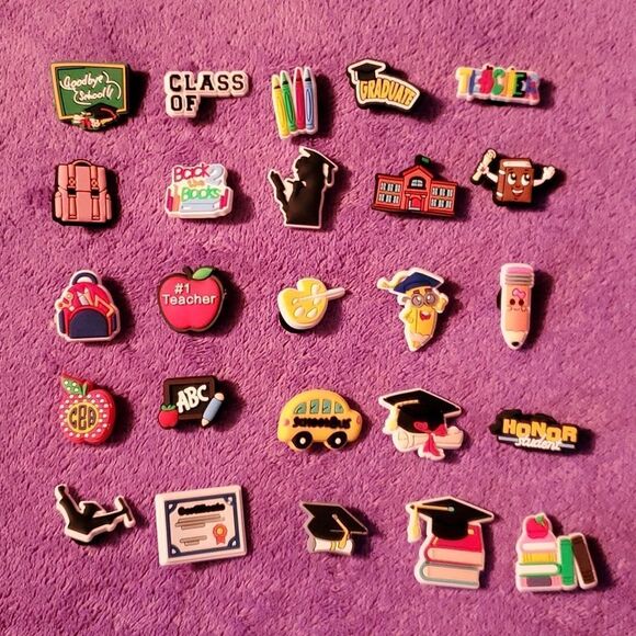 25 Teacher Educater Professor Assistant School Crocs Jibbitz Shoe Charms - Picture 1 of 7